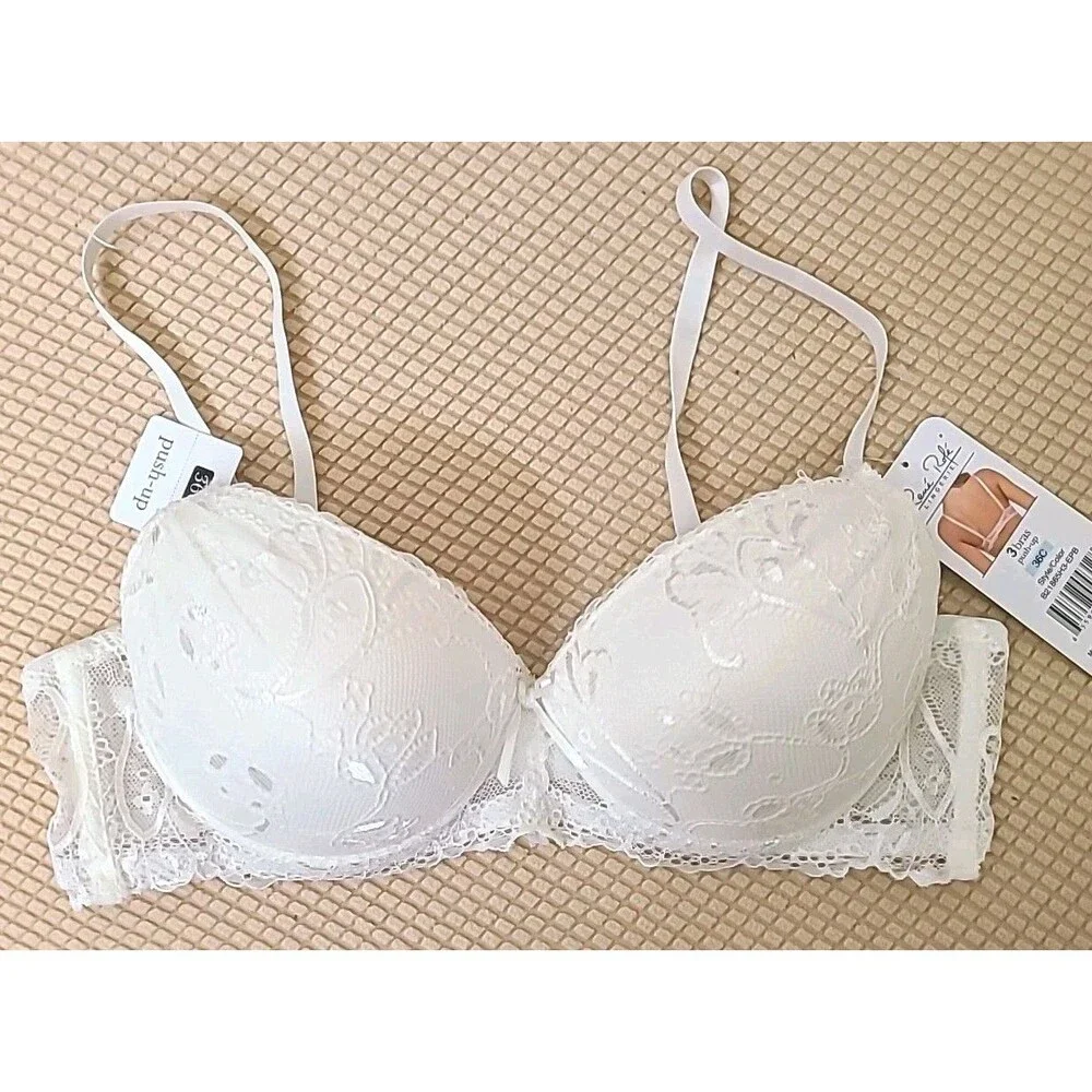Rene Rolfe pure beauty padded underwire bra white Lace 36C NWT